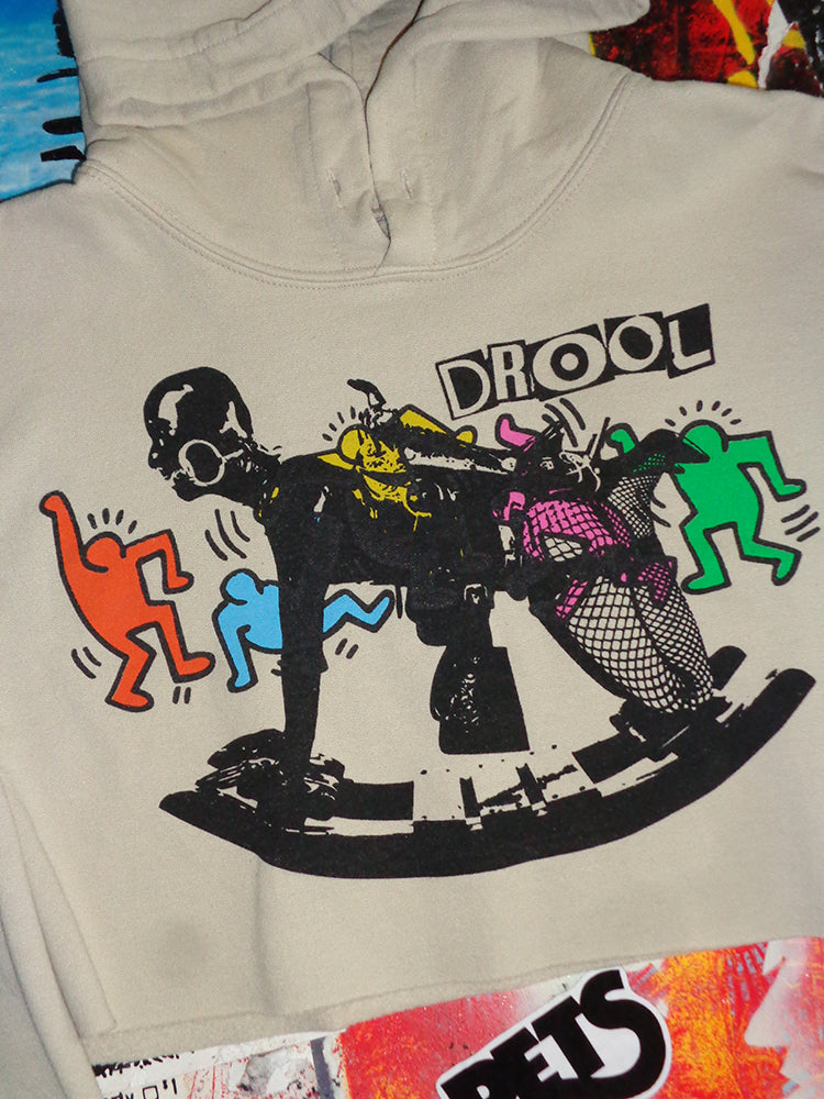 FOMO Collection - Keith Haring Rubber Pony Raw Cut Crop Top Hoodie - S - 14621