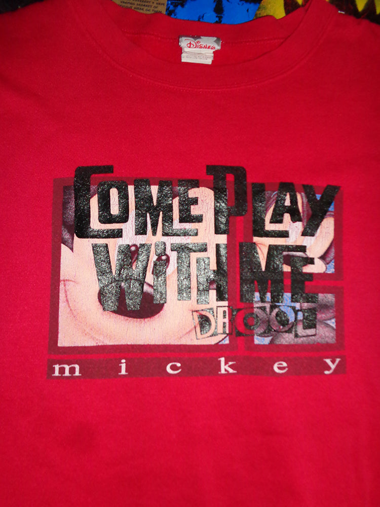 FOMO Collection - Mickey Mouse Come Play With Me Raw Cut Crop Top - XL - 14815