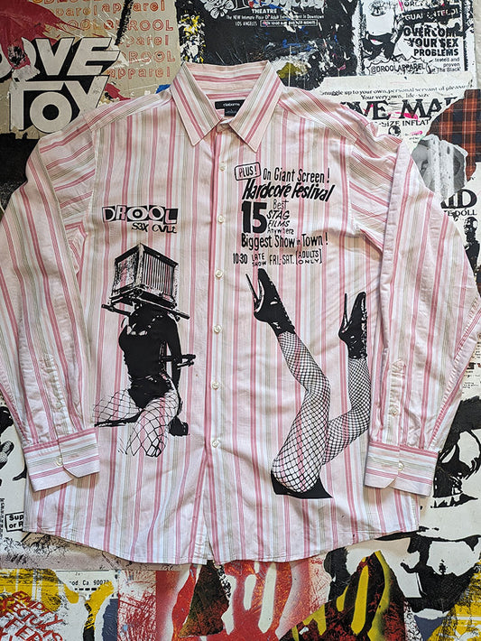 FOMO Collection - Collage Legs/Box Head Button Up Shirt - Large - 5718