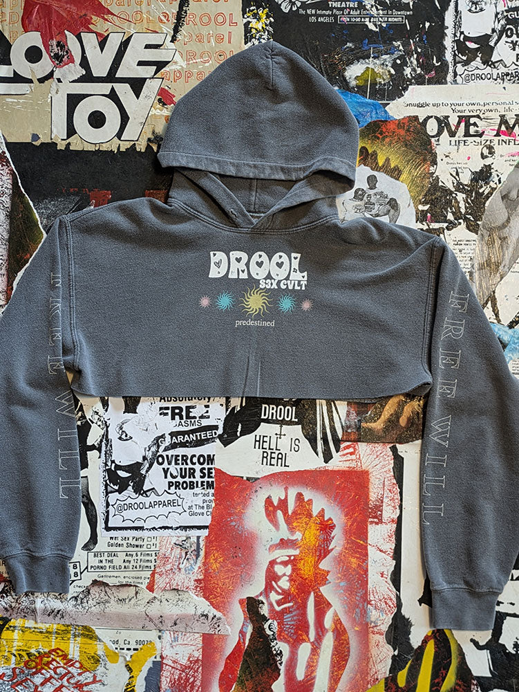 FOMO Collection - Drool Raw Cut Crop Top Hoodie - L - 7616