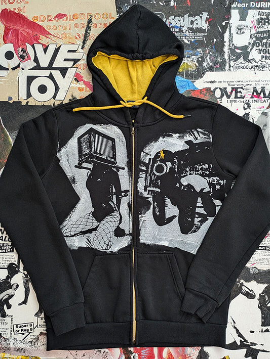 FOMO Collection - Collage Box Head / Rubber Pup / Origin Story Zip Up Hoodie (doubled sided) - Large - 8327