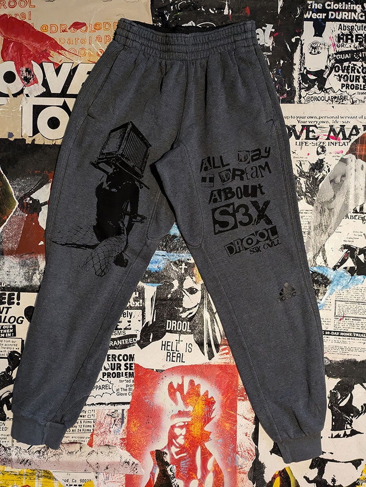 FOMO Collection - Collage A.D.I.D.A.S. Box Head Joggers - Small(25" waist) - 8416