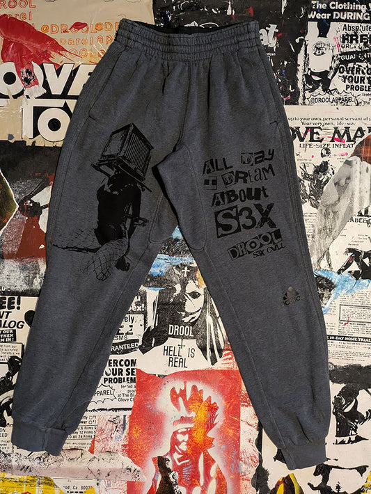 FOMO Collection - Collage A.D.I.D.A.S. Box Head Joggers - Small(25" waist) - 8416