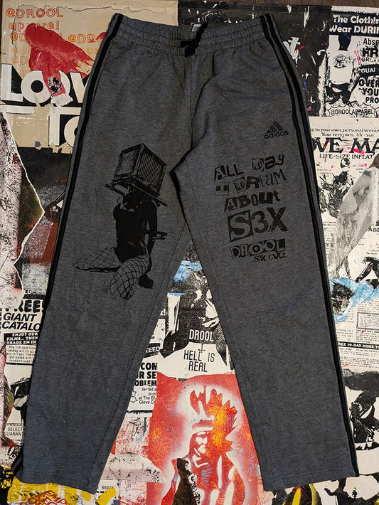 FOMO Collection - Collage A.D.I.D.A.S. Box Head  Sweatpants - Medium(30" waist) - 8417