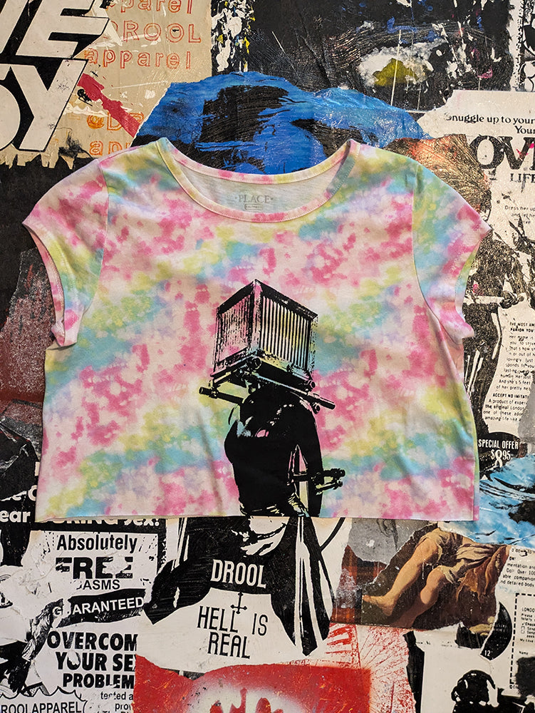 Box Head Raw Cut Crop Top - XS - 8642