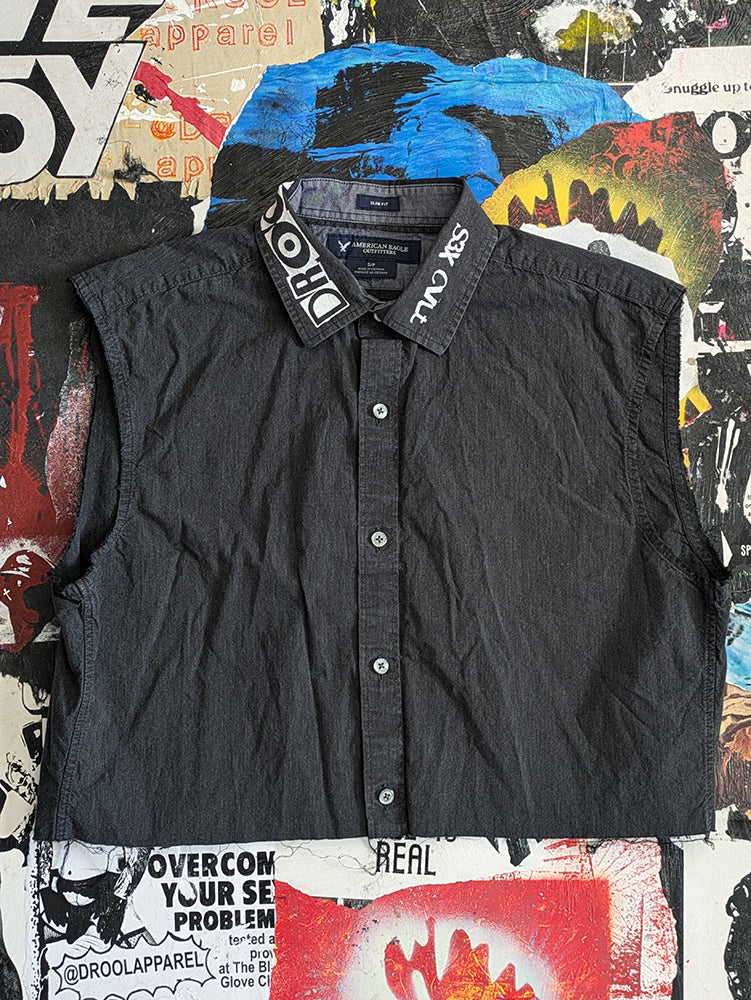 Come Play With Me Raw Cut Button Up Crop Top - S - 871