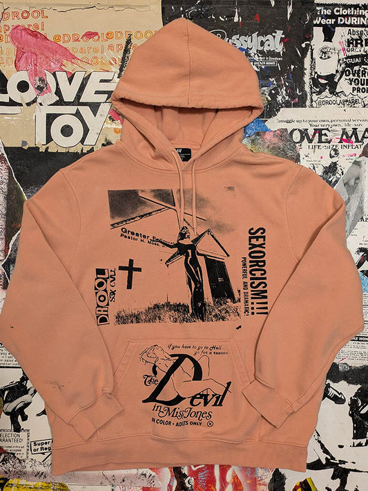 FOMO Collection DISTRESSED Collage Rubber Nun In Detroit / Devil In Miss Jones Hoodie - XL - 9212