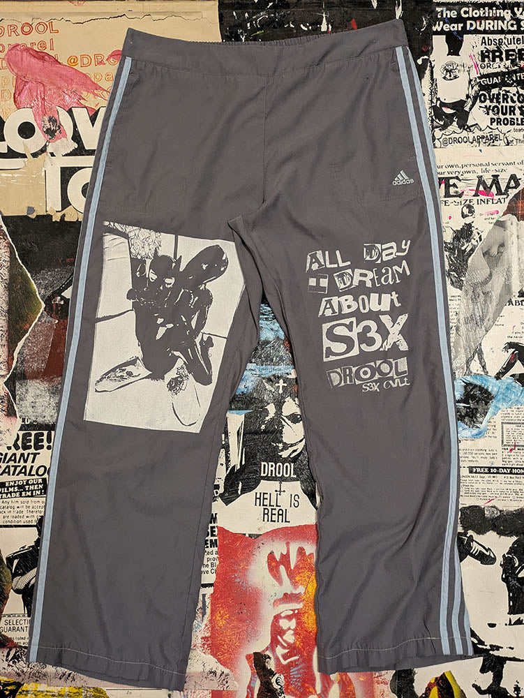 FOMO Collection Collage A.D.I.D.A.S. Throat Hug Sweatpants - Large(Waist 36" Inseam 29" Length 38") - 9218