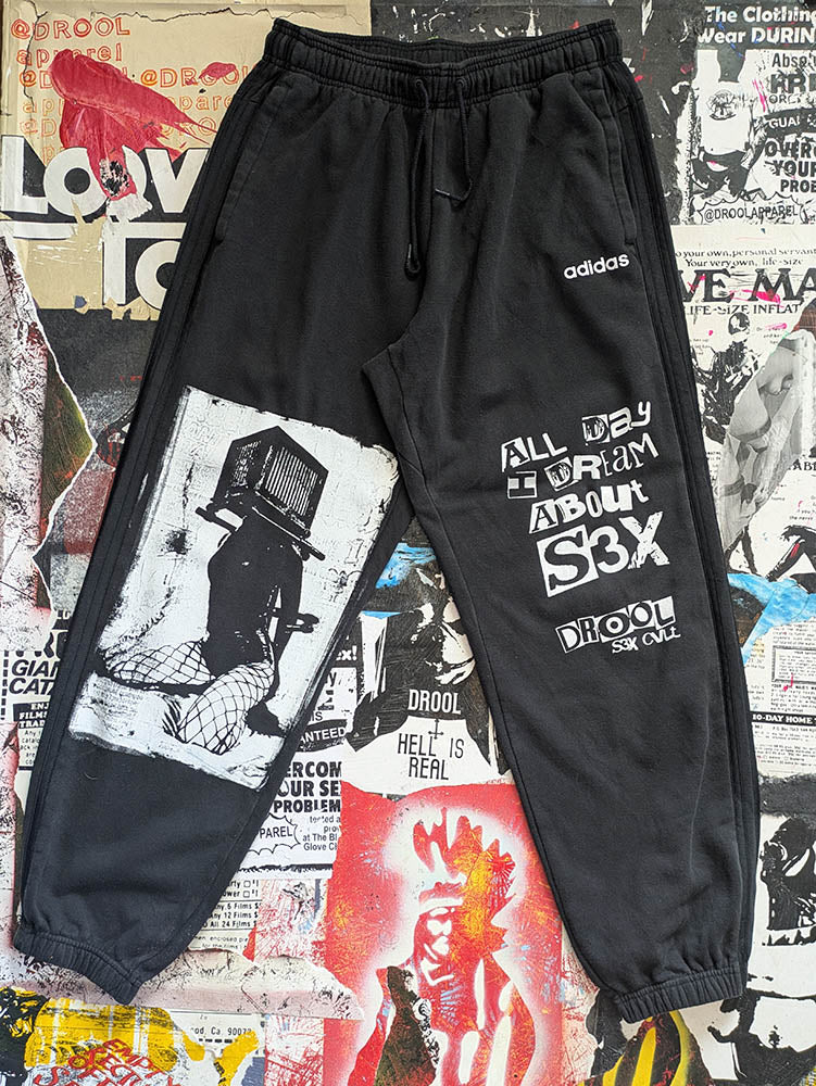 FOMO Collection A.D.I.D.A.S. Box Head Joggers - M(Waist = 30" - Inseam = 30" - Length = 40") - 9416