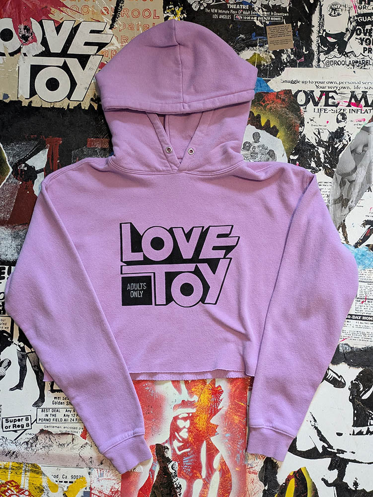 FOMO Collection Love Toy Raw Cut Crop Top Hoodie - Medium - 9527