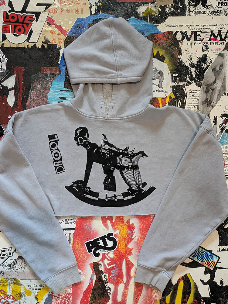 FOMO Collection Rubber Pony Raw Cut Crop Top Hoodie - 3XL - 10331