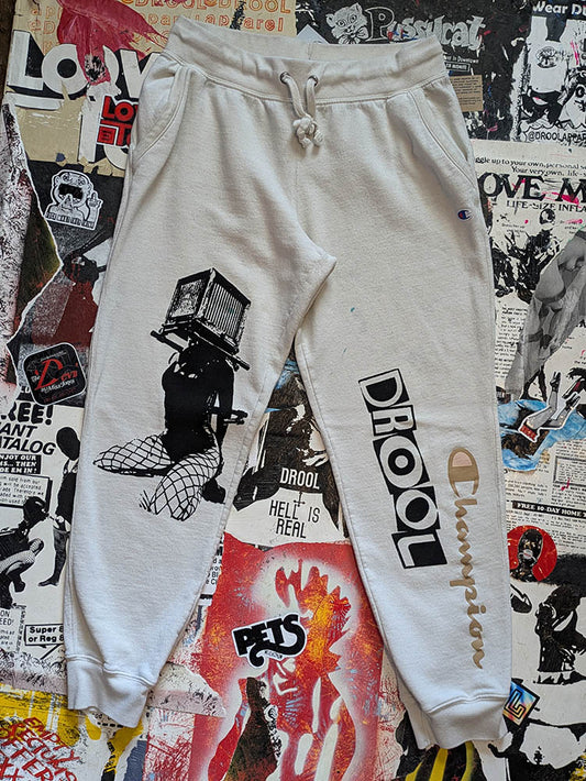 FOMO Collection DISTRESSED Champion Box Head Joggers  - L(Waist=30" Inseam = 28" Length = 37") - 10530