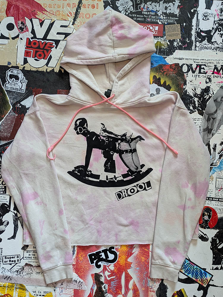 FOMO Collection Rubber Pony Raw Cut Crop Top Hoodie - M - 10511