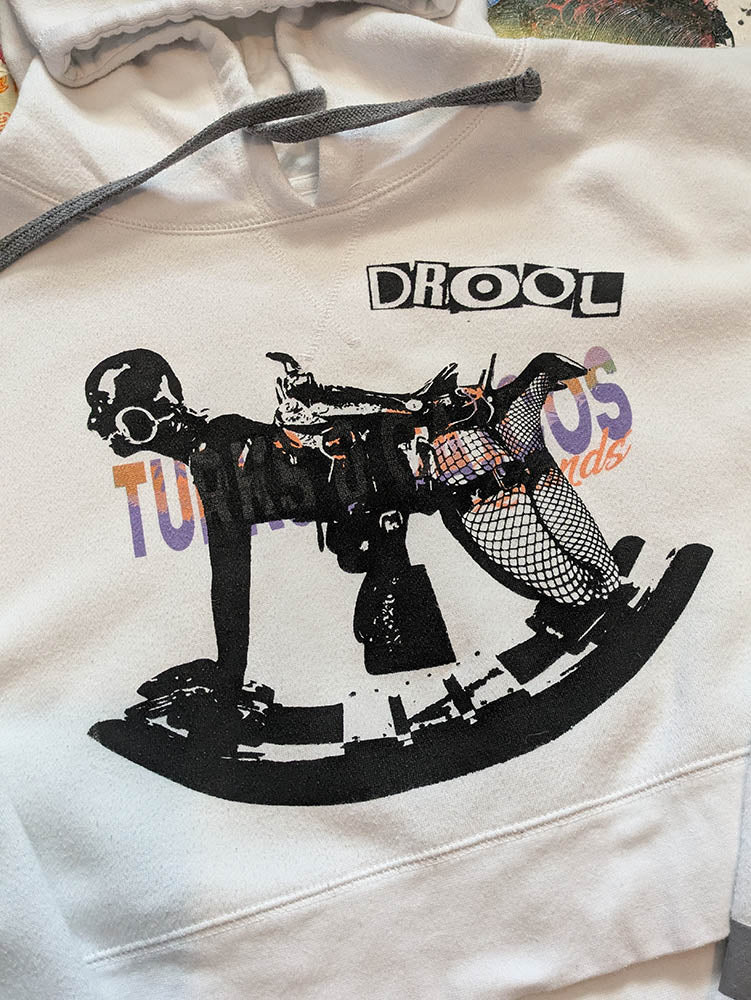 FOMO Collection Rubber Pony Raw Cut Crop Top Hoodie(with thumb holes) - L - 10618