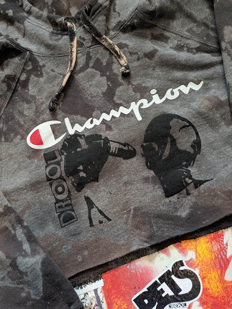 FOMO Collection Champion Hungry Raw Cut Crop Top Hoodie - 2XL - 10622