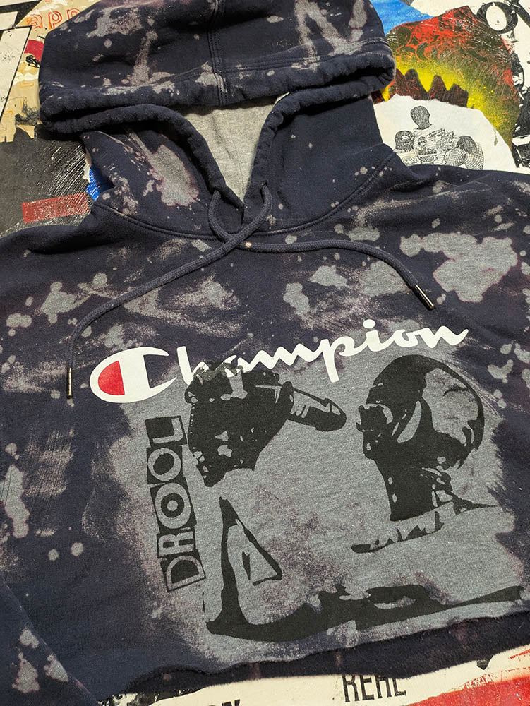 FOMO Champion Hungry Raw Cut Crop Top Hoodie - S - 11028