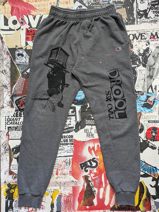 FOMO Collection - DISTRESSED Champion Box Head Jogger - M(Waist = 28" - Inseam = 31" - Length = 40") - 11119