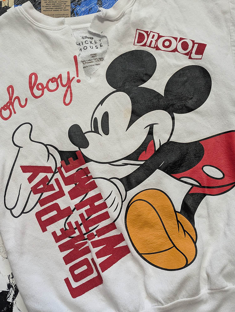 FOMO Collection - Mickey Mouse Come Play With Me Raw Cut Crewneck - XS - 11317