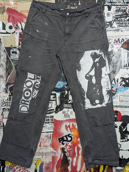 FOMO Collection - DISTRESSED Carhartt Sunday Service Double Knee Relaxed Fit Pants - 4XL(waist = 38" inseam 31" length = 42") - 11426