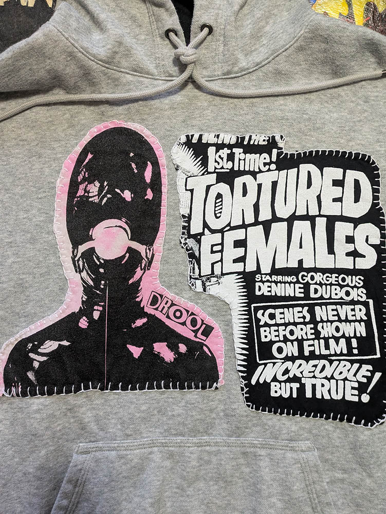 FOMO Collection - Collage Champion Tortured / Manifesto Hand-sewn Patchwork Hoodie - L - 11628