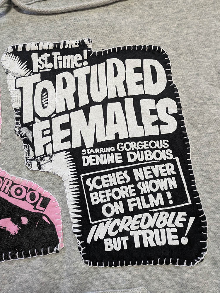 FOMO Collection - Collage Champion Tortured / Manifesto Hand-sewn Patchwork Hoodie - L - 11628
