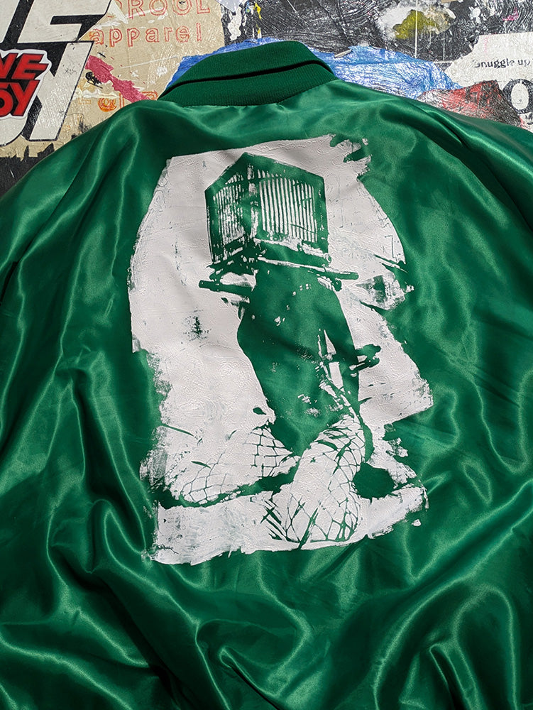 FOMO Collection - Collage Vintage Made in USA Manifesto / Box Head(double sided) Satin Jacket - 2XL - 11925