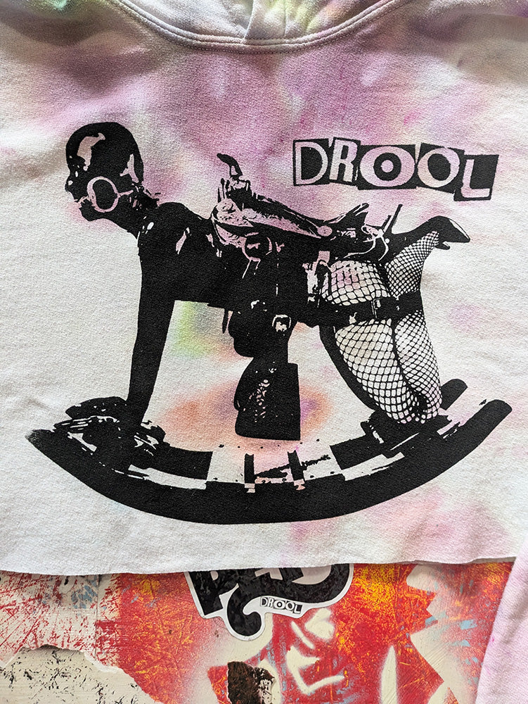 FOMO Collection - Rubber Pony Raw Cut Crop Top Hoodie - M - 12326