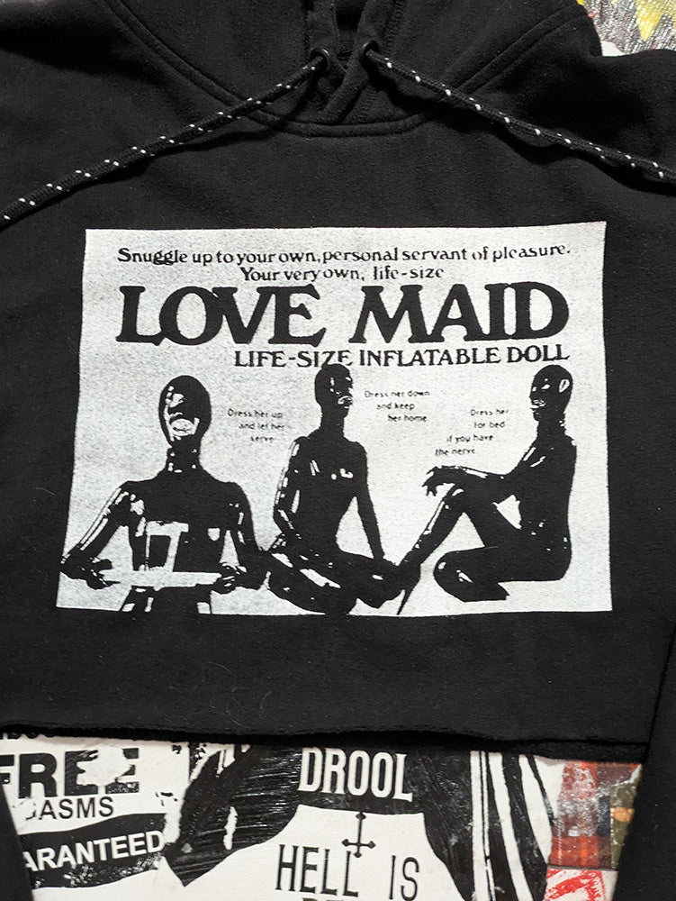 FOMO Collection - Love Maid Raw Cut Crop Top Hoodie - M - 12522
