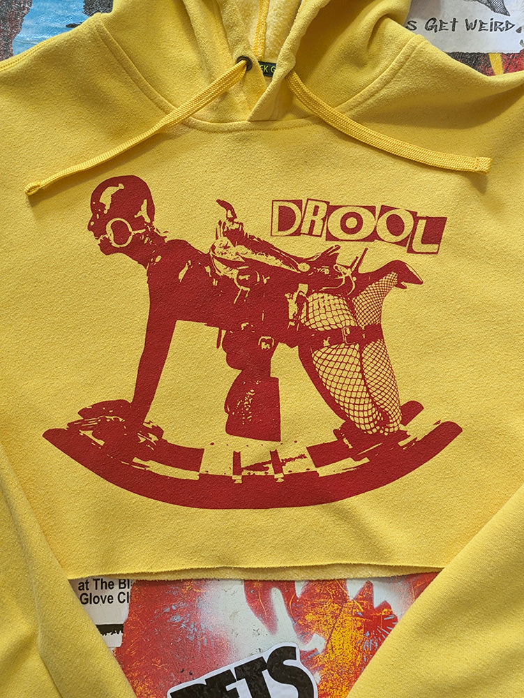 FOMO Collection - Rubber Pony Raw Cut Crop Top Hoodie - M - 12828