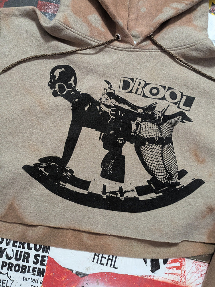 FOMO Collection - Rubber Pony Raw Cut Crop Top Hoodie - S - 13035