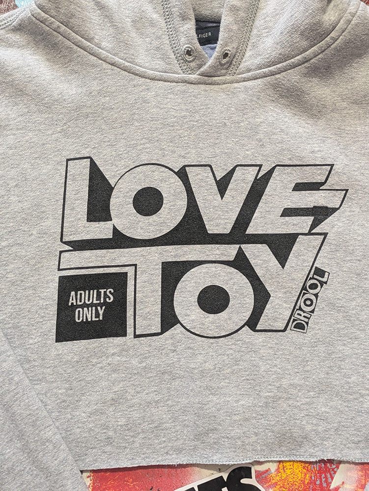 FOMO Collection - Tommy Hilfiger Love Toy Raw Cut Crop Top Hoodie - M - 13331