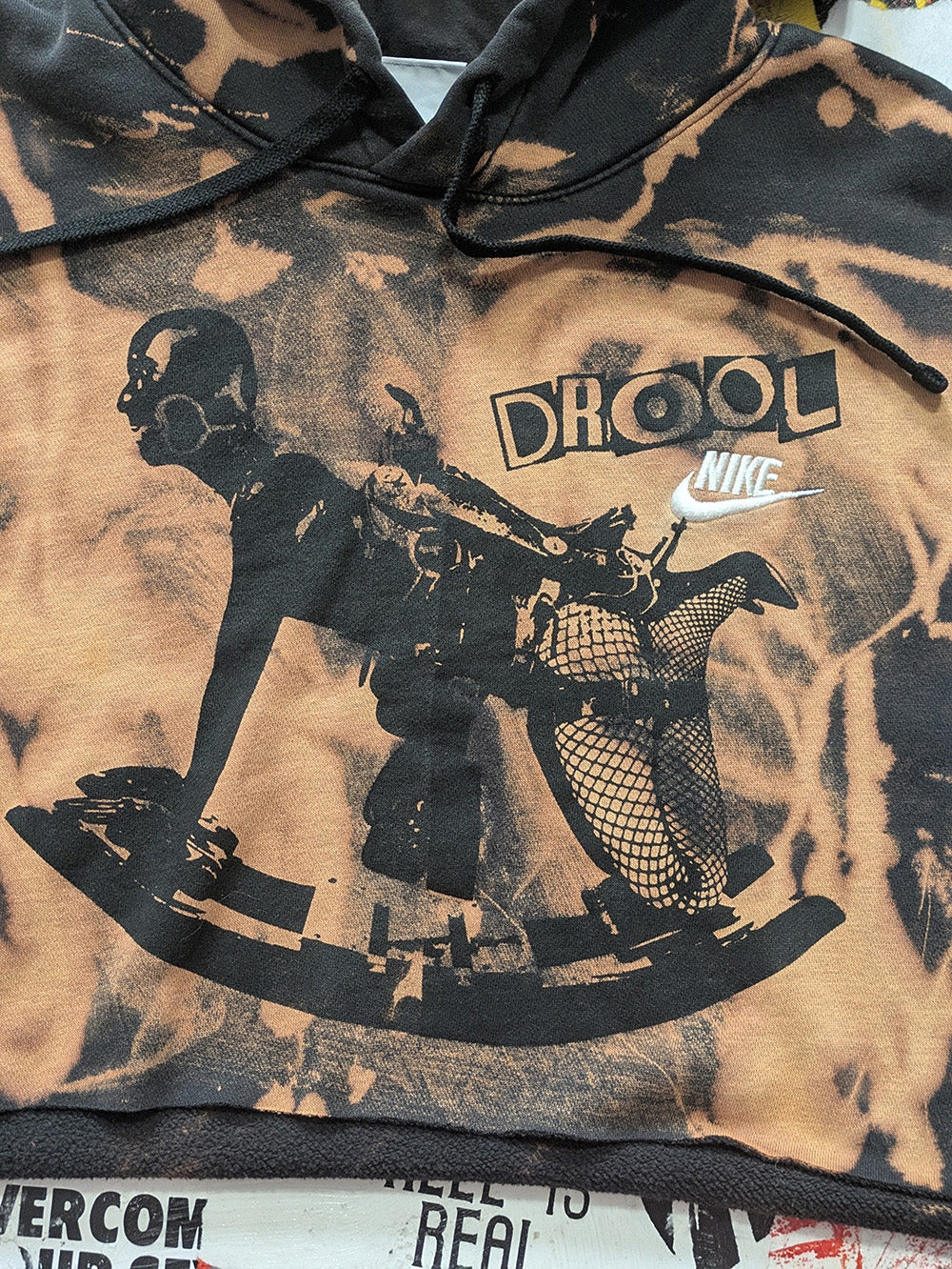 FOMO Collection - Nike Rubber Pony Raw Cut Crop Top Hoodie - XL - 13336