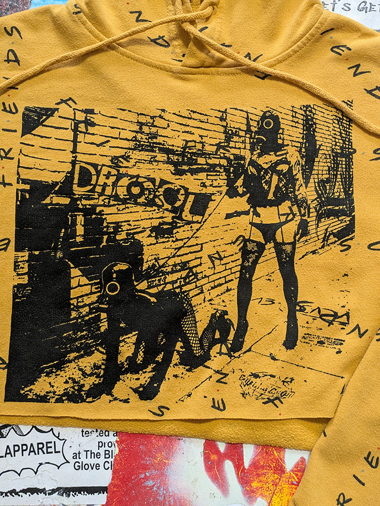 FOMO Collection - Friends Walk Your Dog Raw Cut Crop Top Hoodie - M - 13640