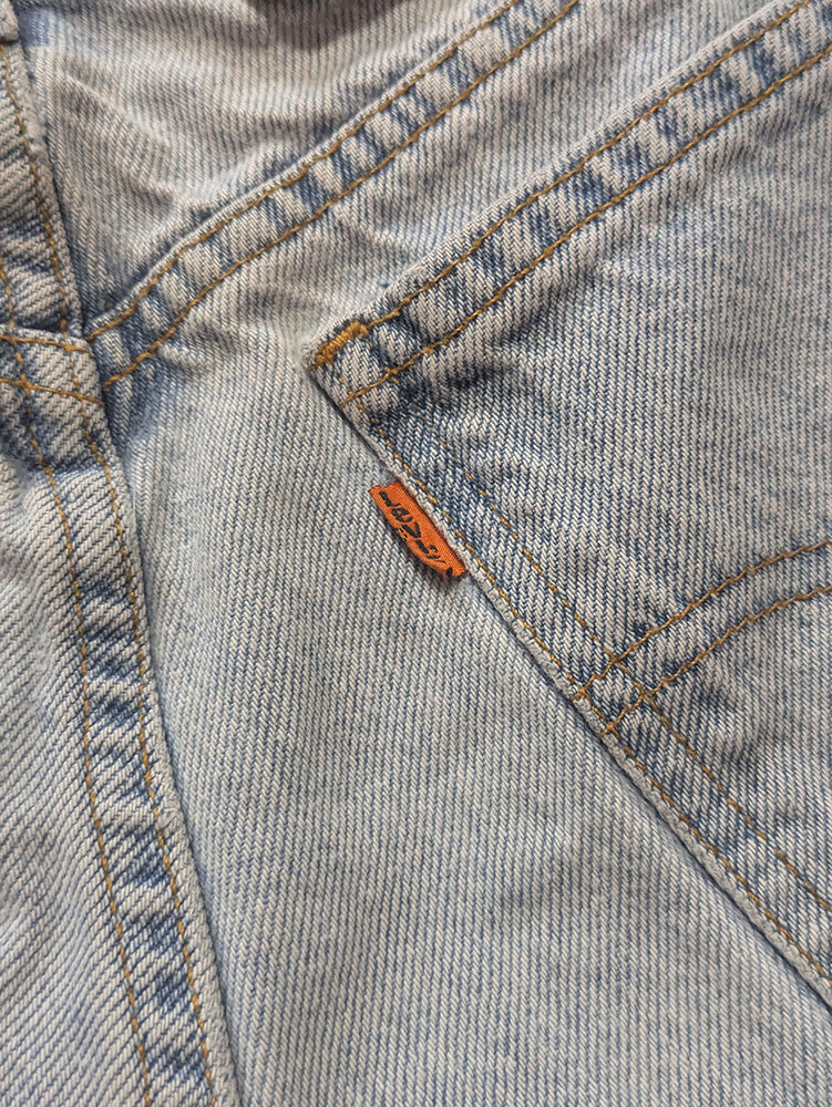FOMO Collection - Levi Vintage(1997) Orange Tab Double Down Raw Cut Denim Shorts - M/L(Waist = 33") - 14033