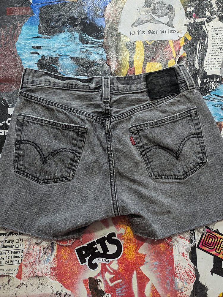 FOMO Collection - Levi 501 Double Down Raw Cut Denim Shorts - S/M(Waist = 30") - 14036
