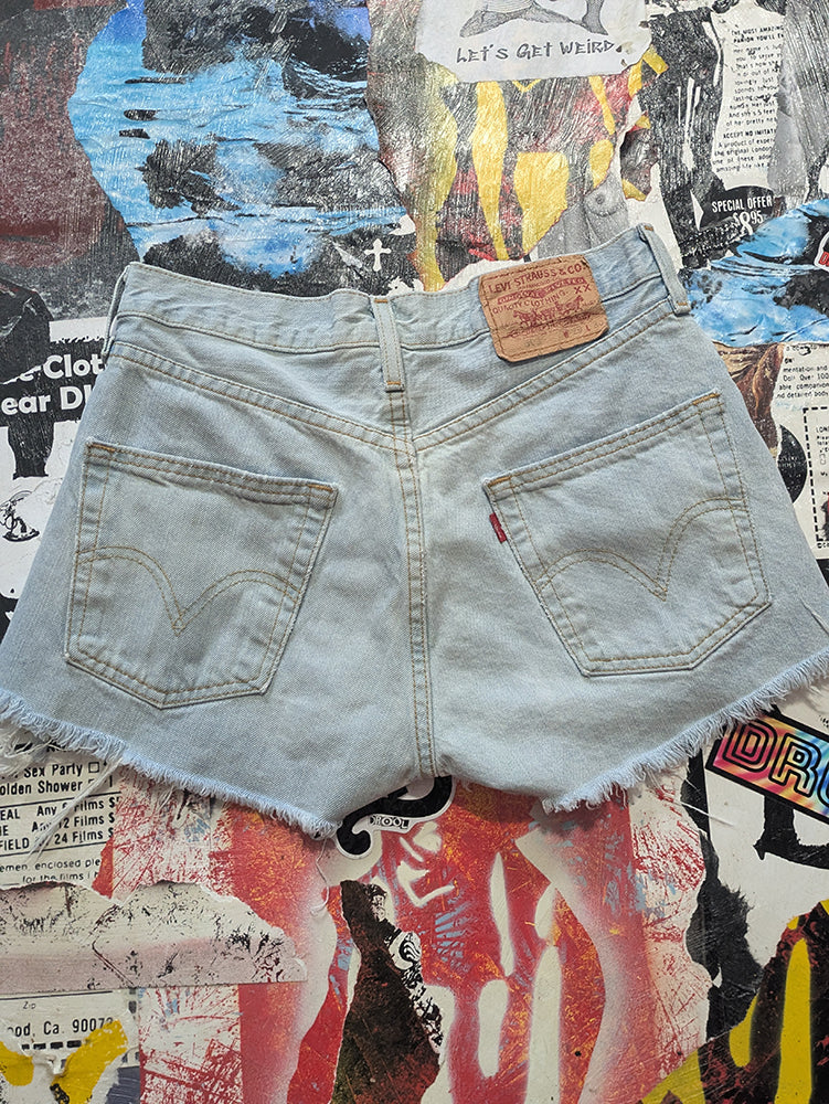 FOMO Collection - Levi 501 Double Down Raw Cut Denim Shorts - S(Waist = 29") - 14037