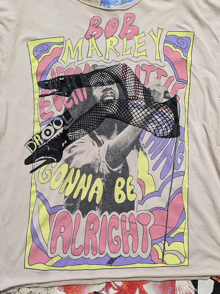 FOMO Collection - Bob Marley Legs Raw Cut T-Shirt - S/M(see sizing) - 1412