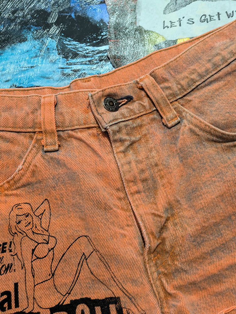FOMO Collection - Drool Doll Raw Cut Denim Shorts - S{Waist = 28") - 14225