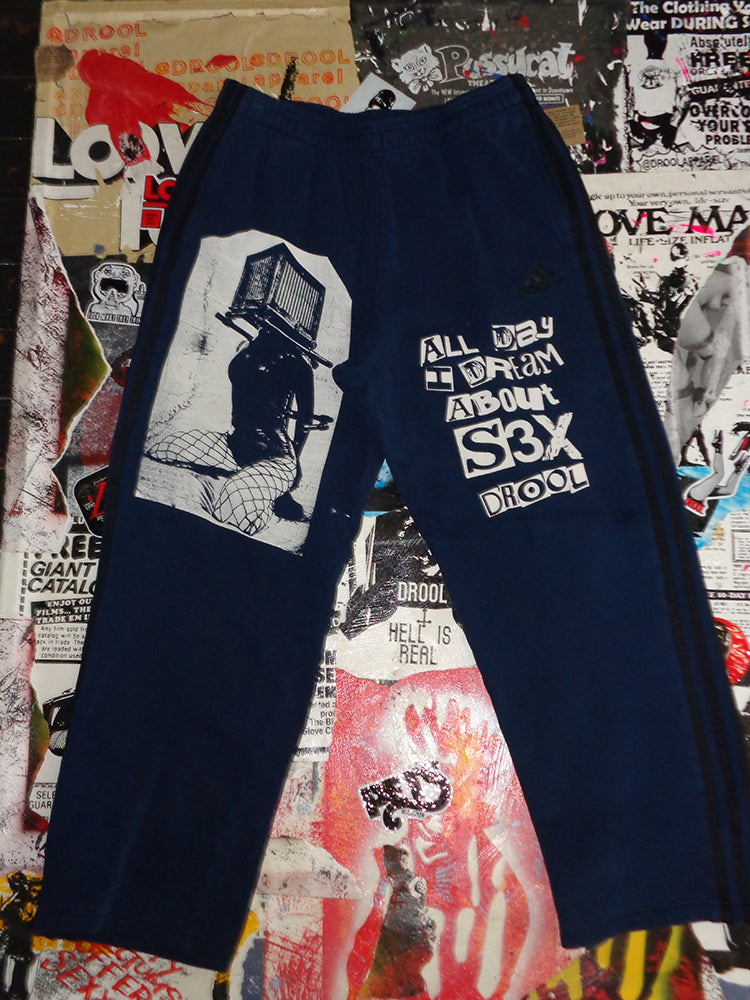 FOMO Collection - A.D.I.D.A.S. Box Head Sweatpants  - L(Waist = 32", Inseam =27", Length = 38") - 1469