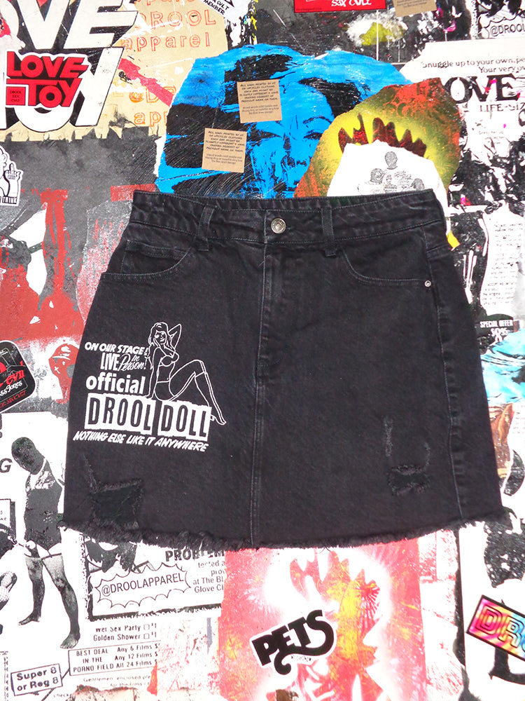 FOMO Collection - Drool Doll Denim Skirt  - M(Waist = 28", Length = 16") - 14612