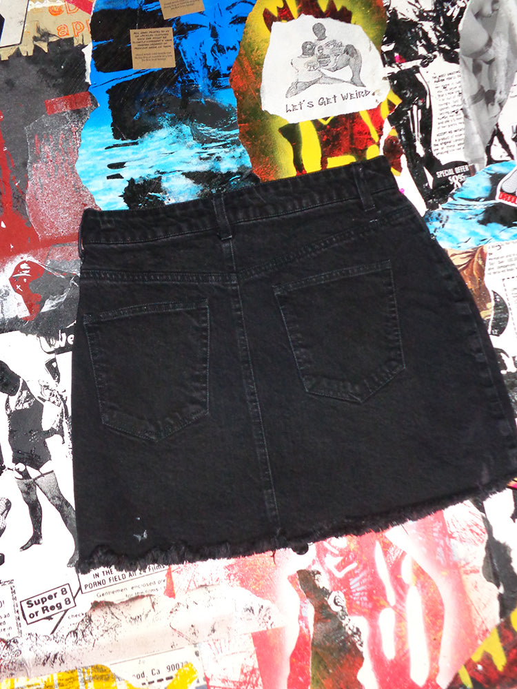 FOMO Collection - Drool Doll Denim Skirt  - M(Waist = 28", Length = 16") - 14612