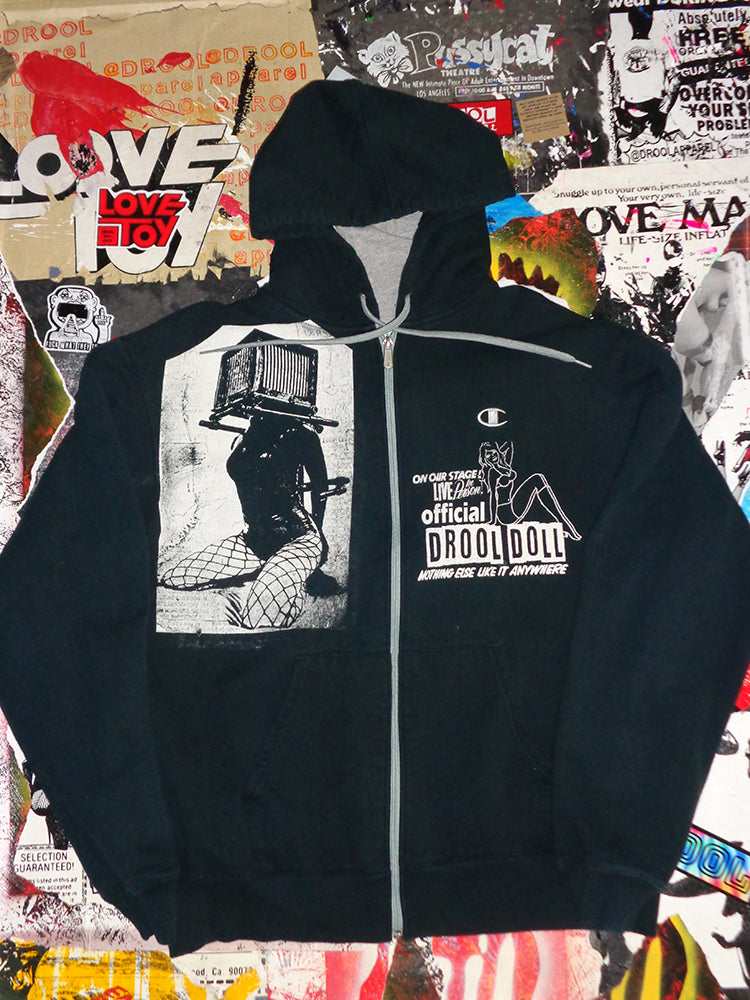 FOMO Collection - Collage Champion Box Head / Drool Doll Zip-up Hoodie  - L - 14615