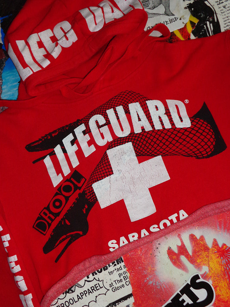 FOMO Collection - Lifeguard Legs Raw Cut Crop Top Hoodie  - M - 14619