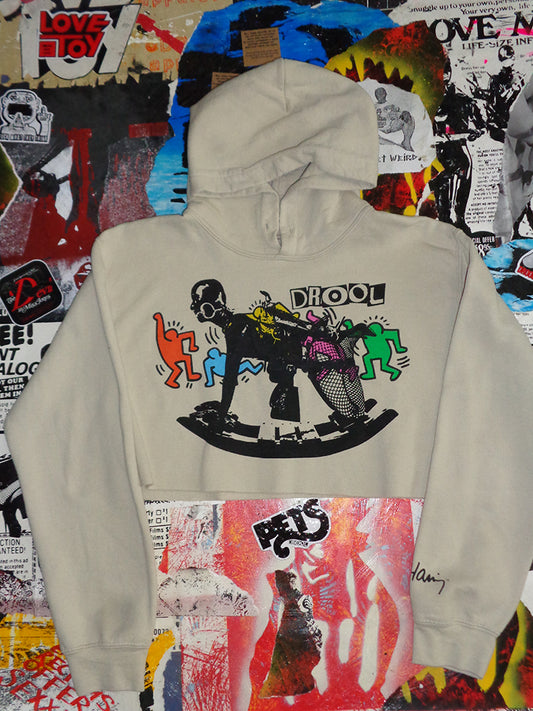 FOMO Collection - Keith Haring Rubber Pony Raw Cut Crop Top Hoodie  - S - 14621