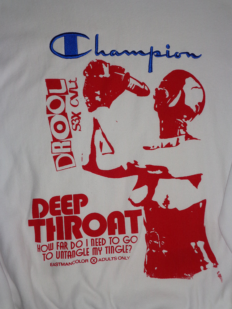 FOMO Collection - Collage Champion Reverse Weave Hungry / Deep Throat Crewneck  - 2XL - 14628