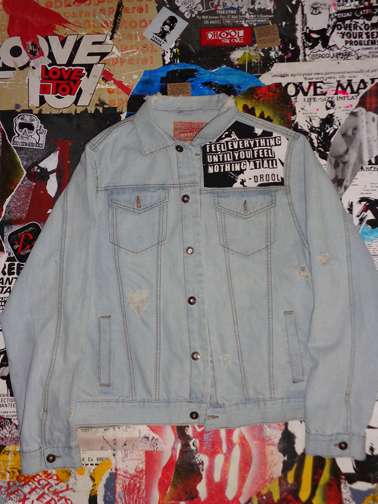 FOMO Collection - DISTRESSED Brooklyn Origin Story Denim Jacket  - L - 14632
