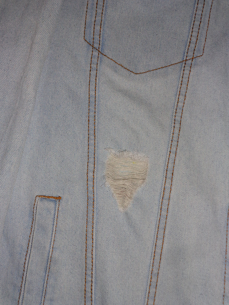 FOMO Collection - DISTRESSED Brooklyn Origin Story Denim Jacket  - L - 14632