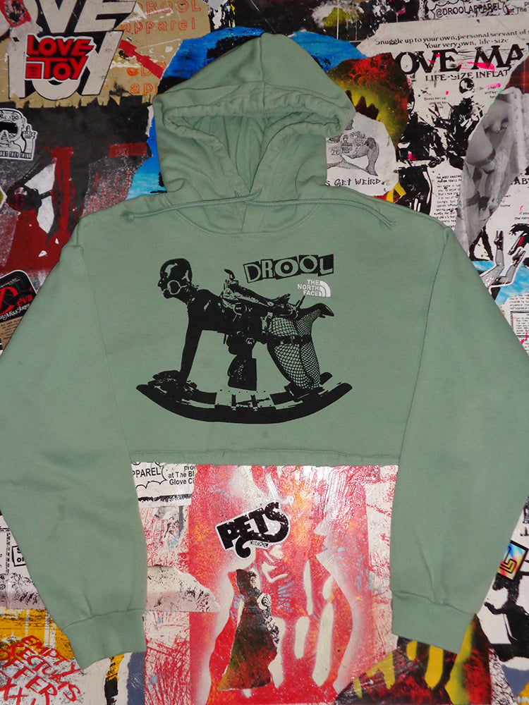 FOMO Collection - North Face Rubber Pony Raw Cut Crop Top Hoodie  - S - 14718
