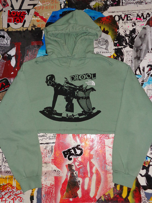 FOMO Collection - North Face Rubber Pony Raw Cut Crop Top Hoodie  - S - 14718