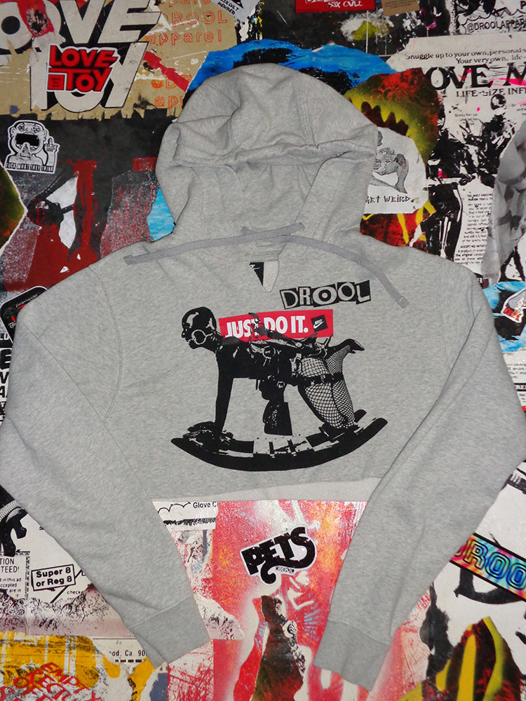 FOMO Collection - Nike Rubber Pony Raw Cut Crop Top Hoodie  - S - 14719